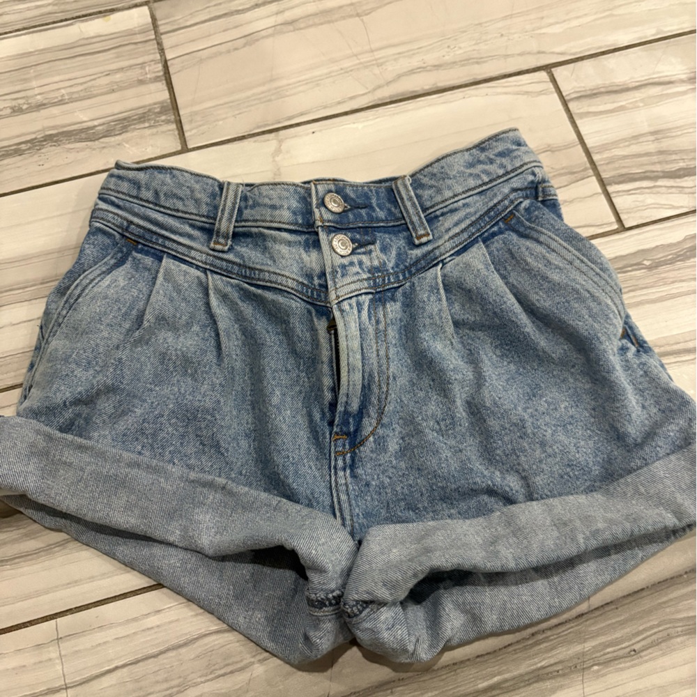 Abercrombie & Fitch High Waist Denim Shorts - Blue